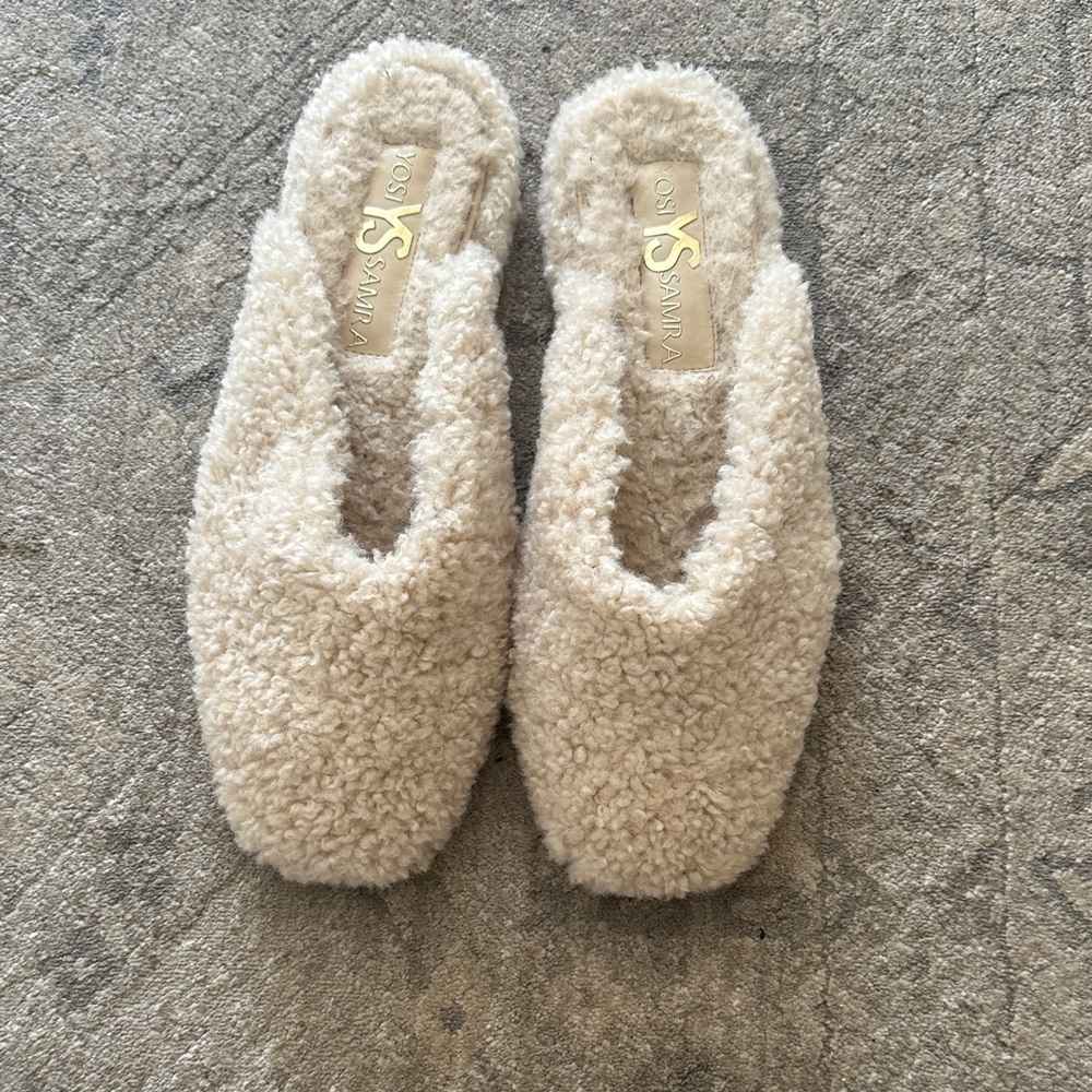 Yosi Samra Cream Fluffy flats